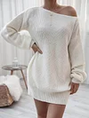 Solid Color Long Sleeves Sweater Dress
