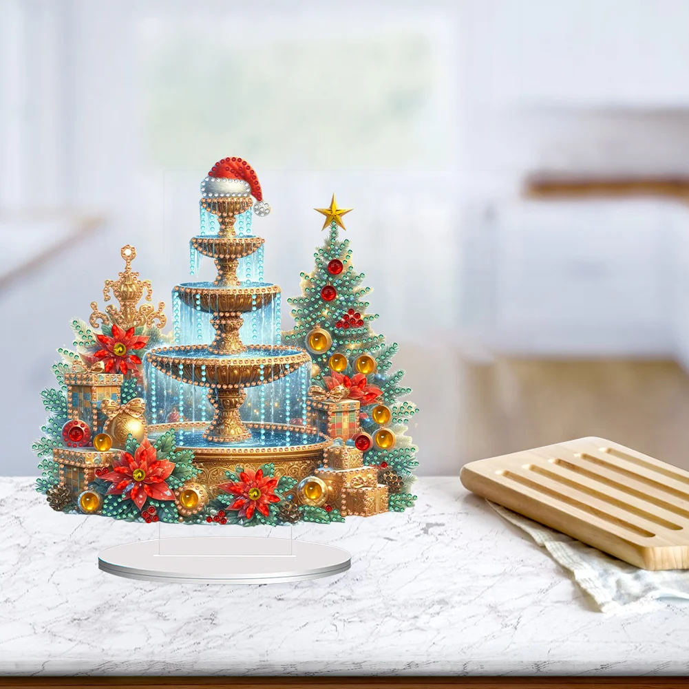 DIY Christmas Fountain Acrylic Special Shaped Diamond Painting Desktop Decor