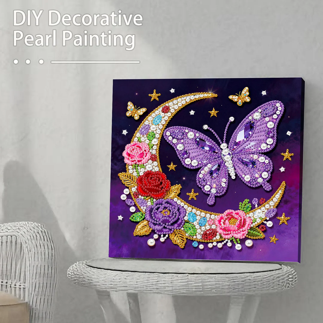 Moon Butterfly Art Diamond Painting Kit for Adults Home Decor 25x25cm With Frame