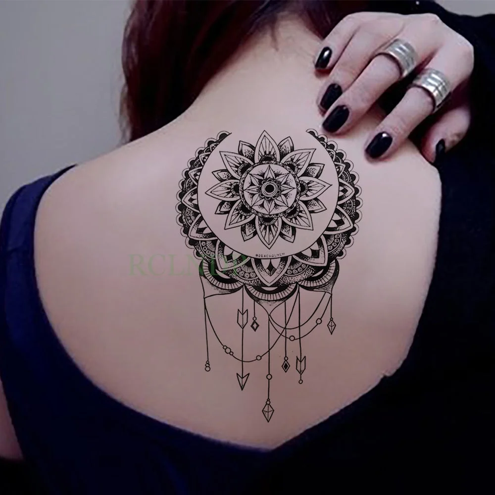 Waterproof Temporary Tattoo Sticker Lotus Dreamcatcher Fake Tatto Flash Tatoo Back leg Abdomen Arm tatouage for Girl Women Men