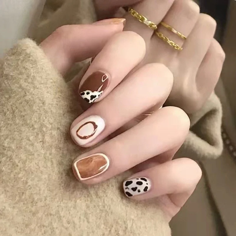 24pcs Full Cover Fake Nails Art Tools Matte Press on Coffin French Acrylic False Nail Tips With Glue Display Artificial Designs-Nail Inspo