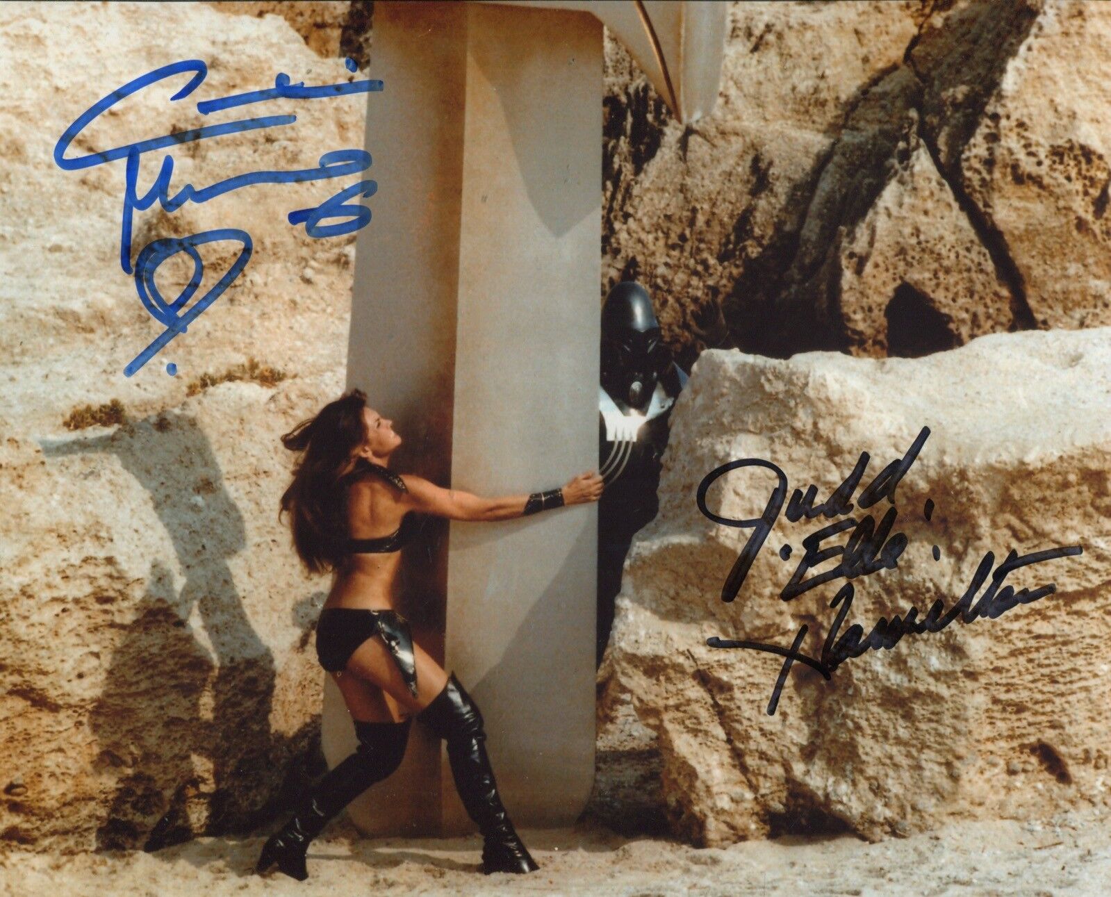 Caroline Munro & Judd Hamilton signed STARCRASH 8x10 Photo Poster painting UACC DEALER