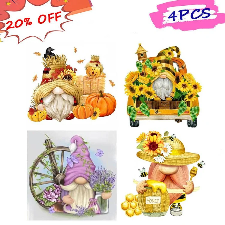 Sunflower Gnome 30*30CM (Canvas) Full Round Drill Diamond Painting gbfke