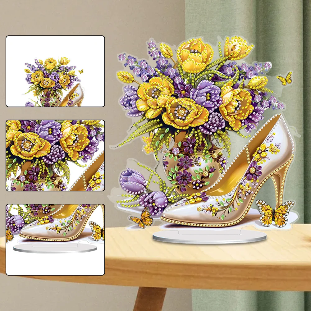 DIY High Heels Bouquet Acrylic Table Top Diamond Painting Ornament Kits for Beginner