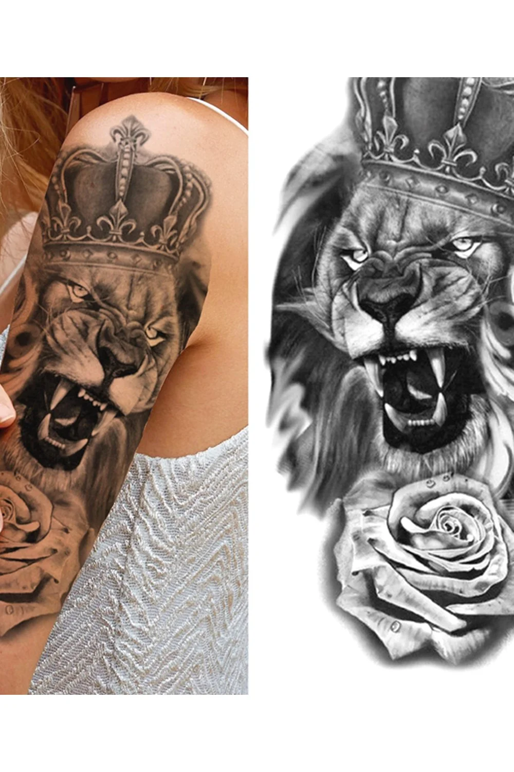  Forest Tattoo Sticker For Men Women Children Tiger Wolf Death Skull Temporary Tattoo Fake Henna Skeleton King Animal Tatoo 921-1