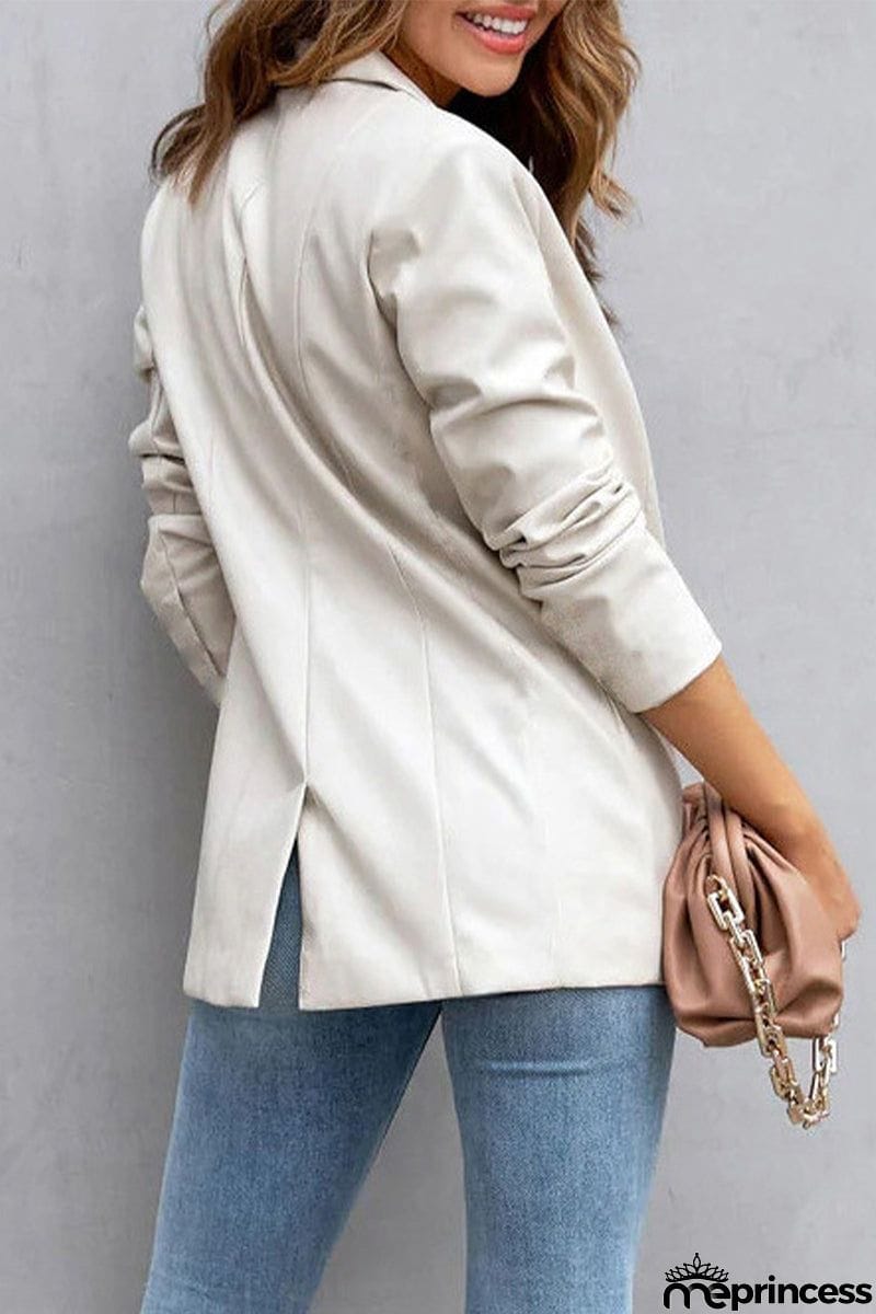 Casual Street Solid Patchwork Buckle Turn-back Collar Outerwear