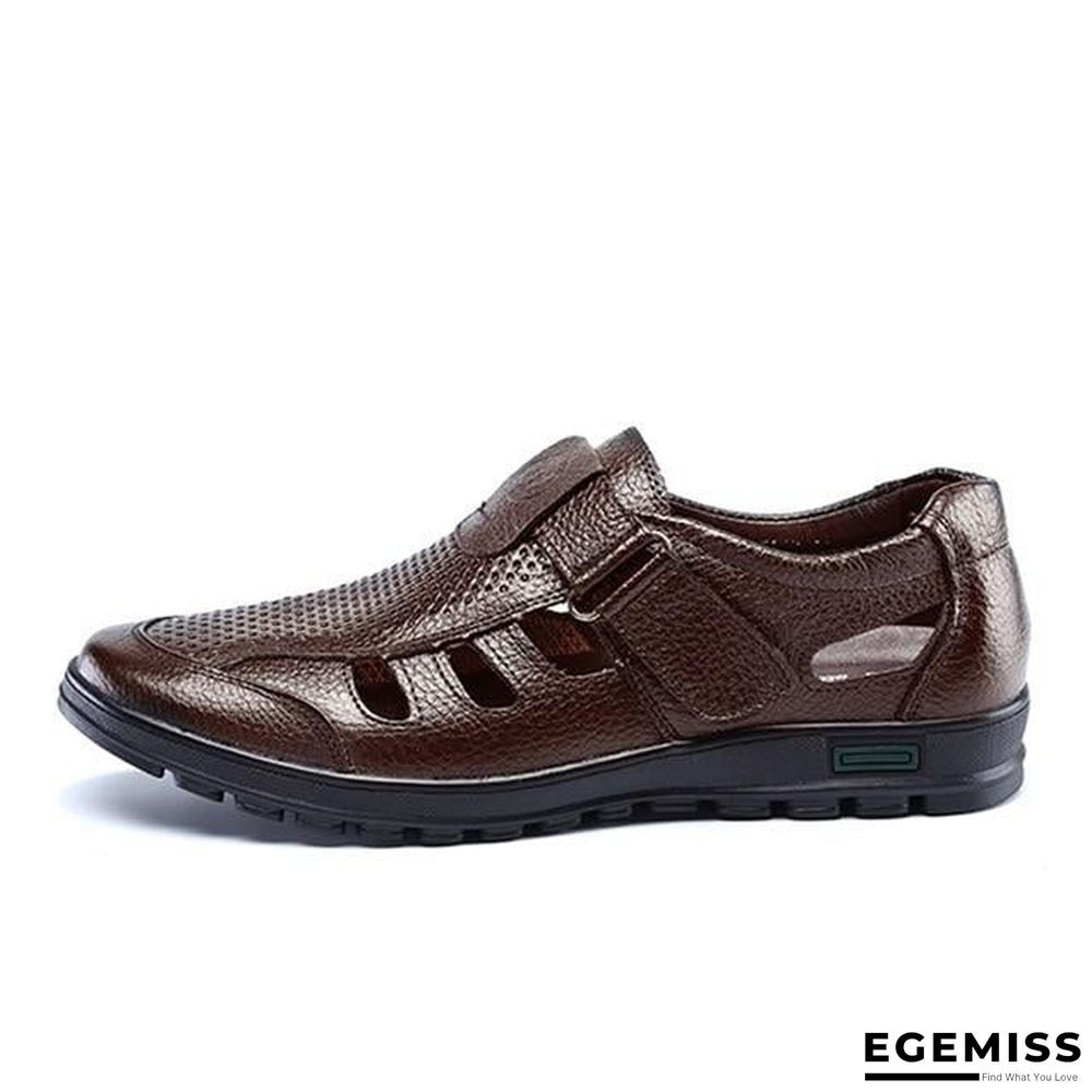 Big Size Men's Genuine Leather Sandals Outdoor Breathable Beach Shoes | EGEMISS