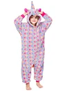 Sleepwear Soft Colorful Stars Pattern Unicorn Hooded Jumpsuit Pajama for Kids