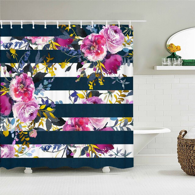 

Shower Curtain – Colorful Flower Green Plants-180*180cm, 501 Original