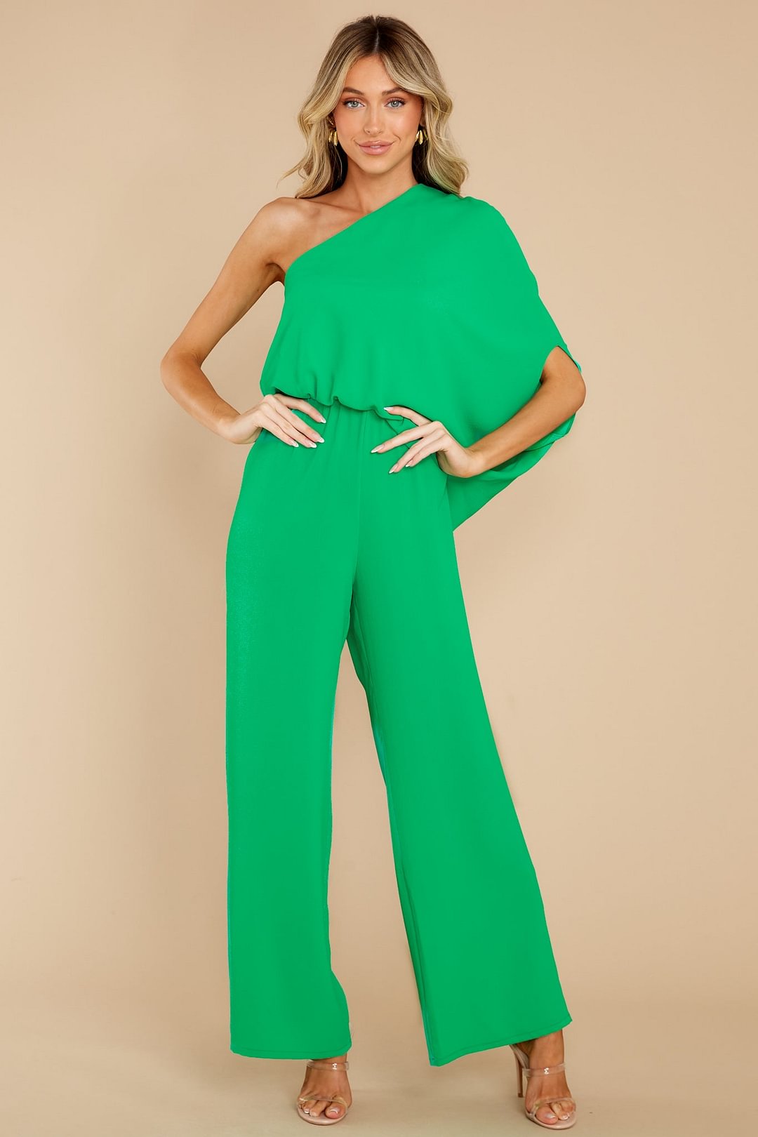 Dreaming Of New Green One Shoulder Jumpsuit