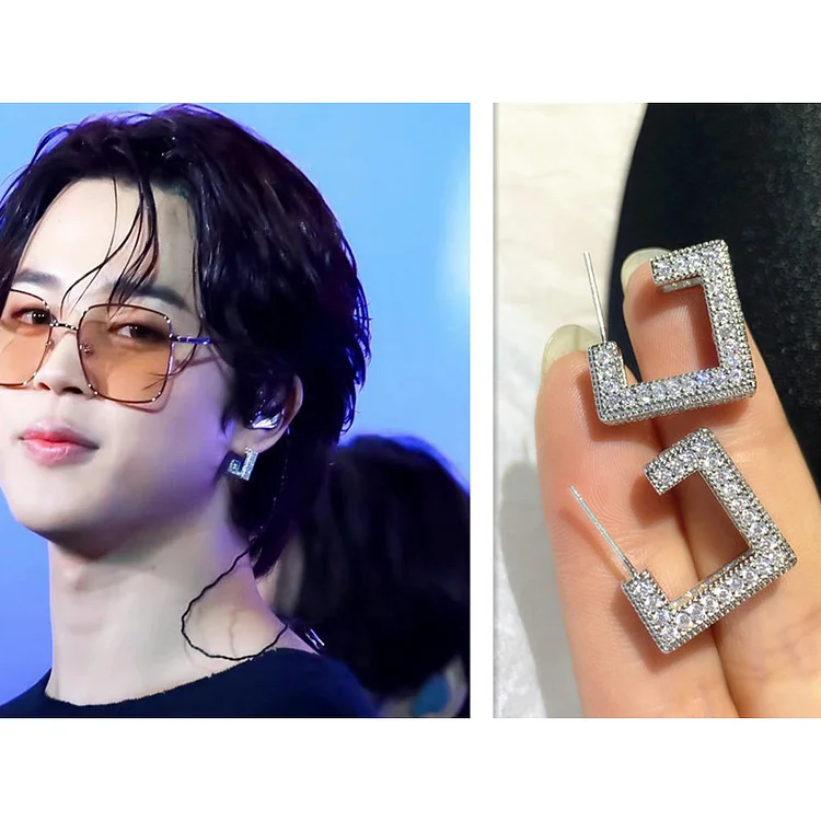 Permission To Dance Concert JIMIN Square Diamond Earrings