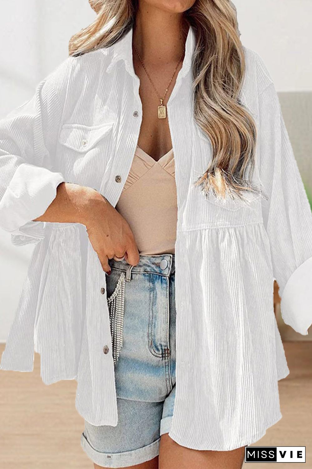 Casual Solid Solid Color Turndown Collar Tops