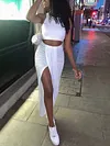 Irregular Clipping Sleeveless Two-Piece Suits