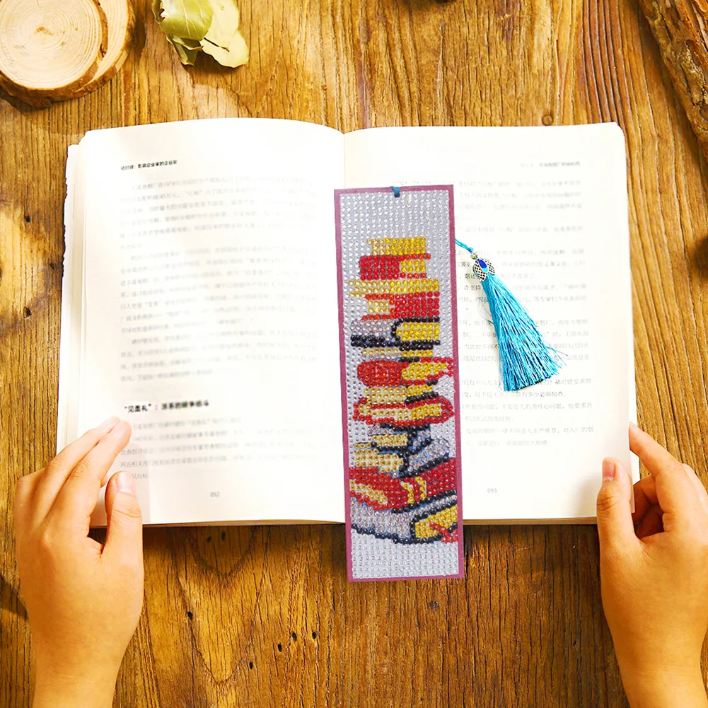 DIY Diamond Painting Leather Bookmark - Book