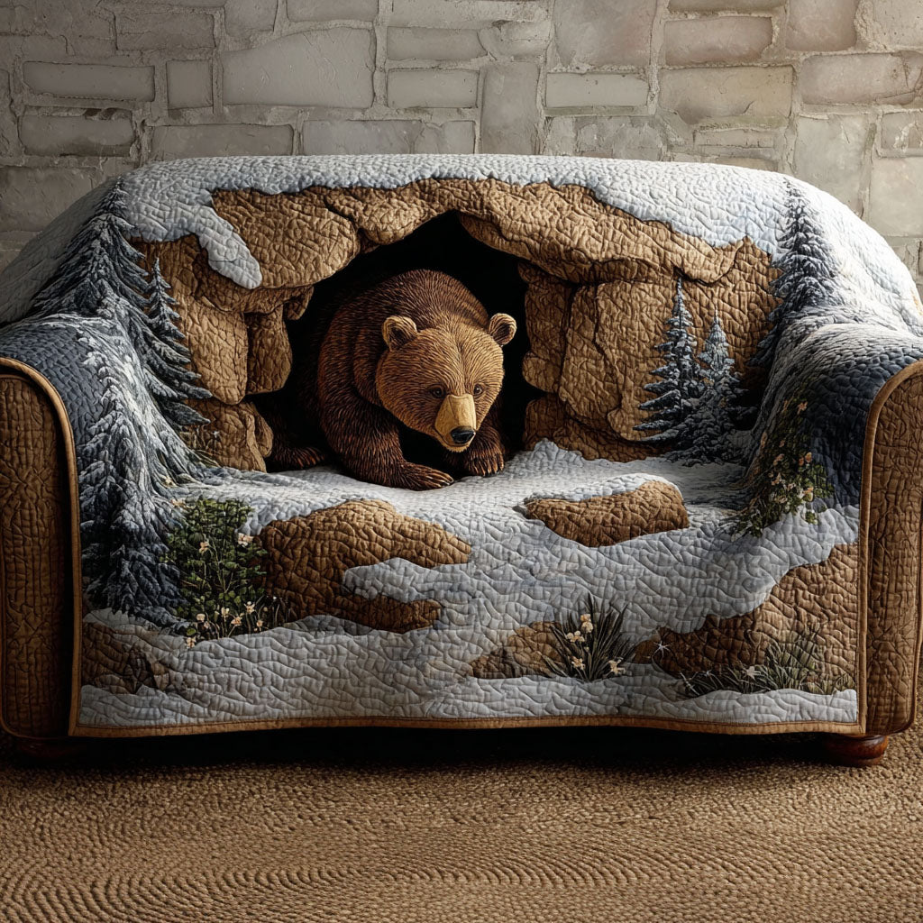 Mountain Trail Bear Quilted Sofa Cover NCU0PT9784 everthome