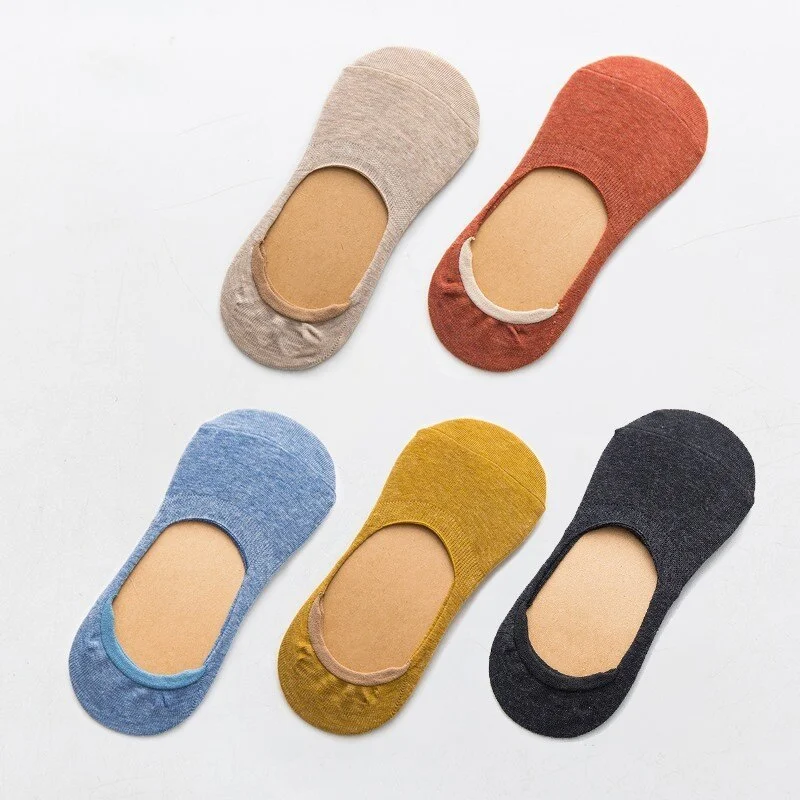 10 pieces = 5 pairs Spring summer women socks Solid color fashion wild shallow mouth invisible boat socks felmen slipper sock