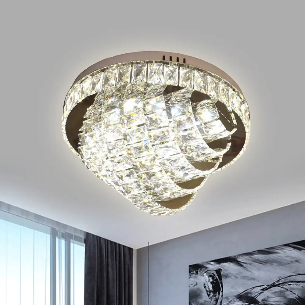 Led Flushmount Crystal Ceiling Lamp - 18&rsquo;/22&rsquo; Simple Style Chrome Finish / 18&rsquo;