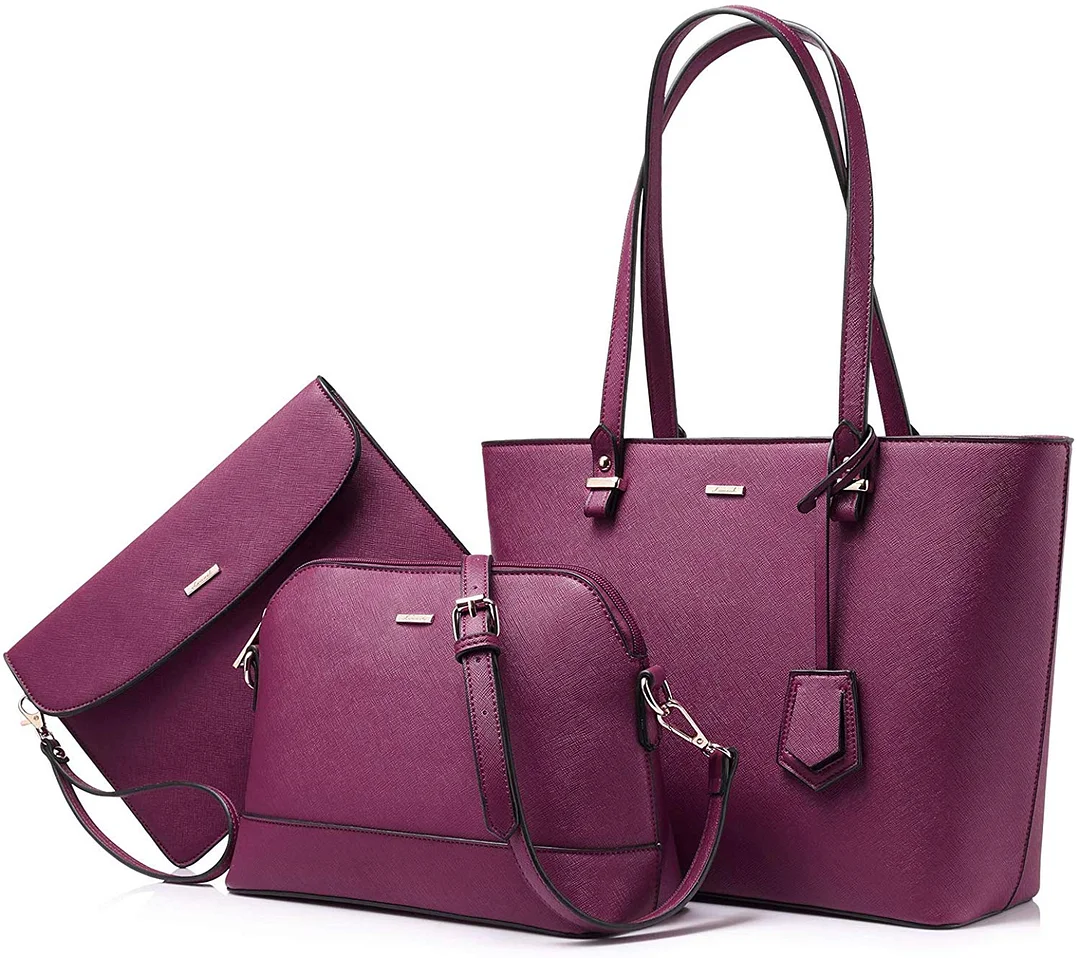 Womens Tote Bag Fashion Satchel Purse Set Hobo Shoulder Bags Designer Purses 3PCS PU Top Handle Structured Gift
