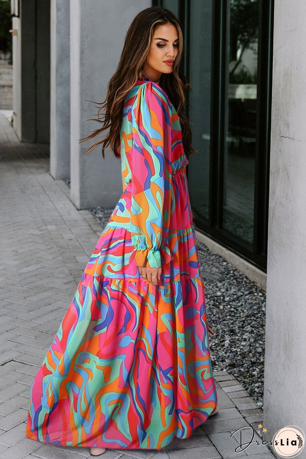 Casual Long-sleeved Dress With Big Swing