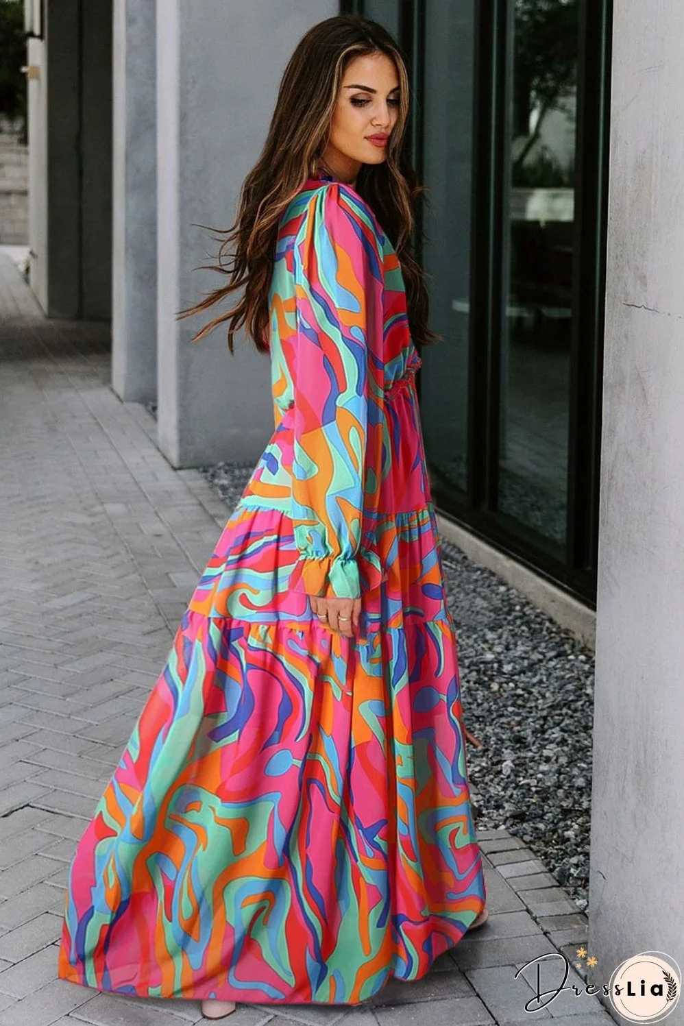 Casual Long-sleeved Dress With Big Swing