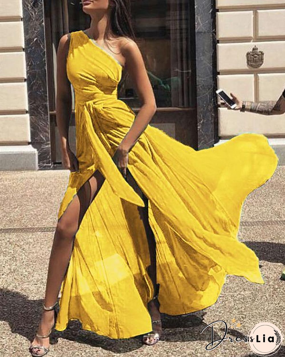 Sexy One Shoulder Sleeveless Maxi Dress