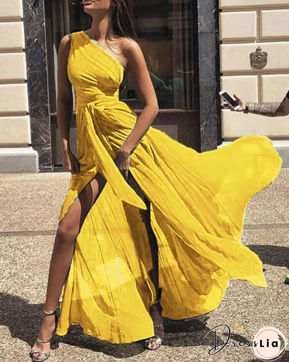 Sexy One Shoulder Sleeveless Maxi Dress