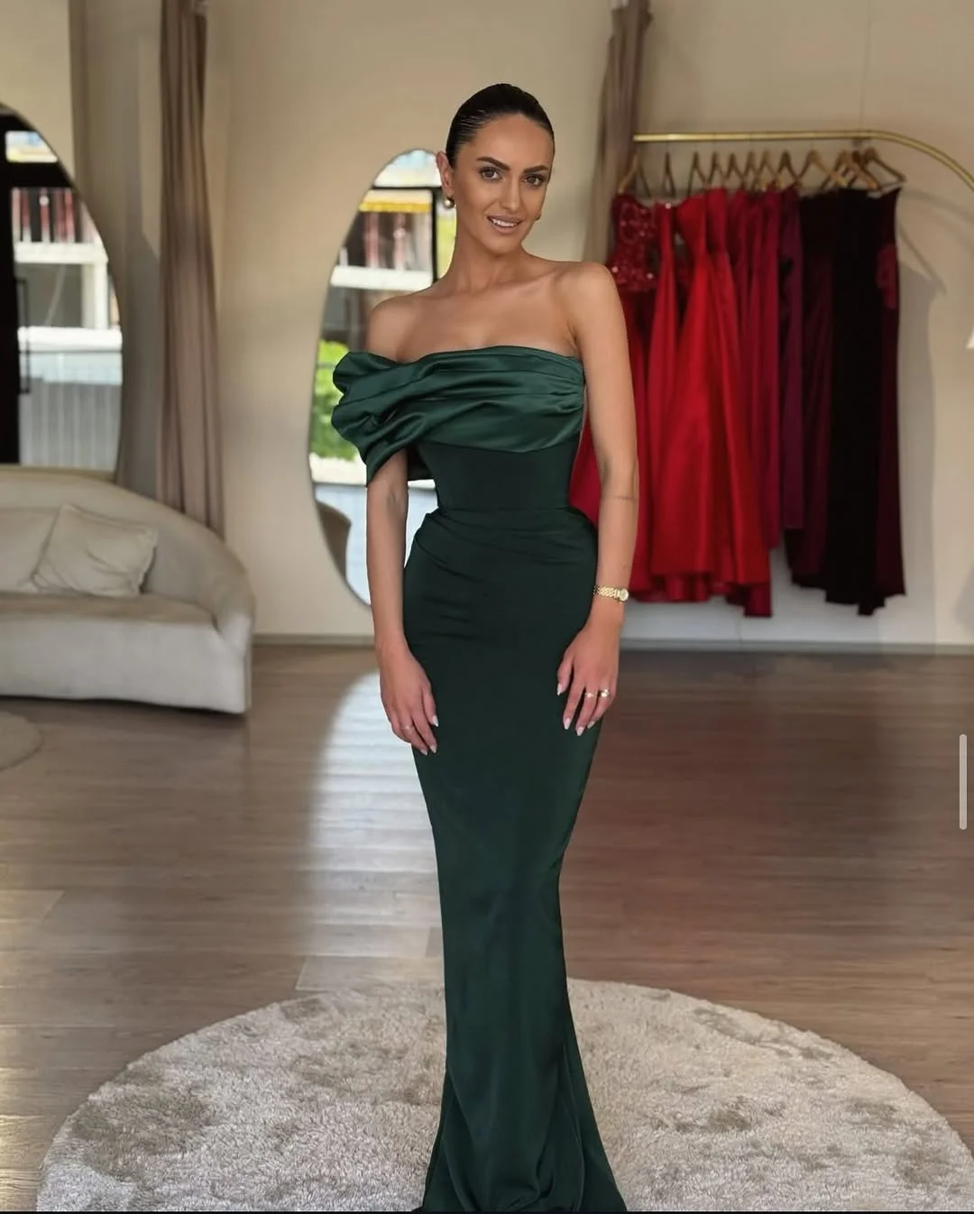 Daisda Sleeveless Square Strapless Mermaid One-Shoulder Prom Dress