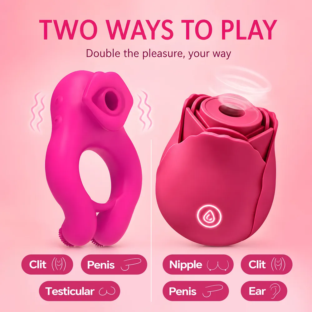 Wild Weekend Mega Couple's Sex Toy Kit - Vibe Ring & Rose Suction Toy