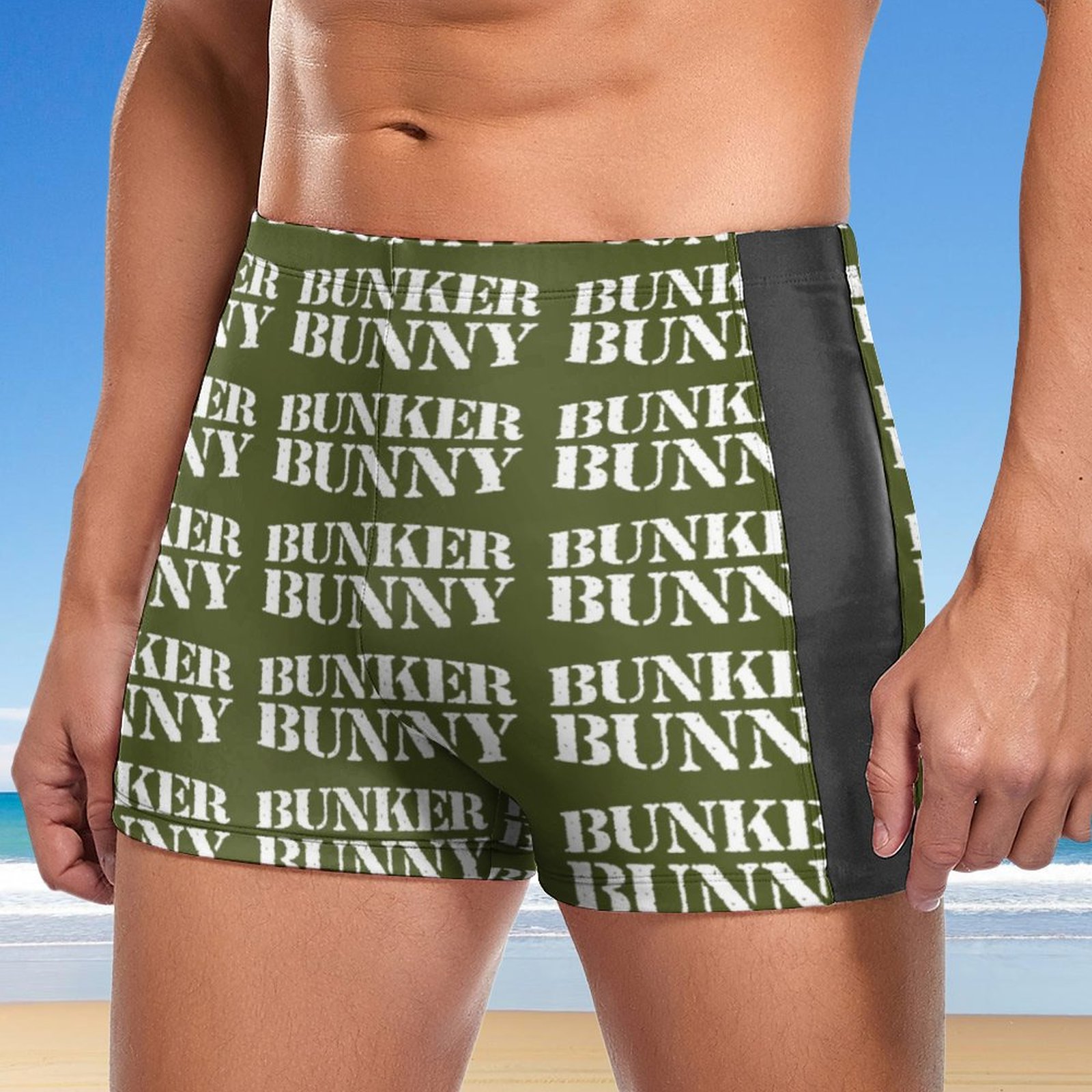 SFNEEWHO Bunker Bunny Swim Brief Square Leg Mens Board Shorts Swimwear
