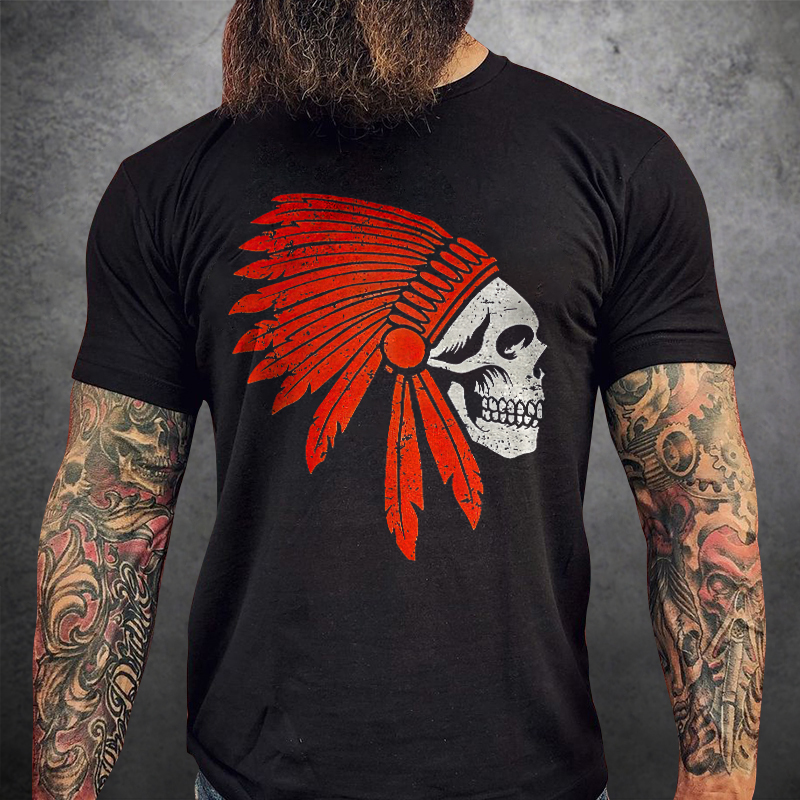 Livereid Feather Skull Print T-shirt - Livereid