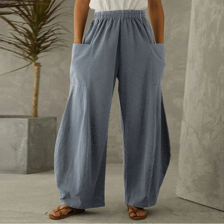 Loose Casual Pocket Solid Pants