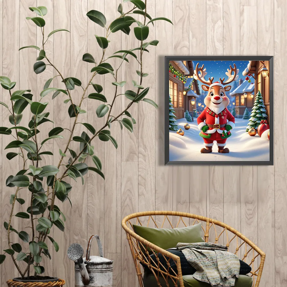 Diamond Painting - Full Round Drill - Christmas Deer(Canvas|40*40cm)
