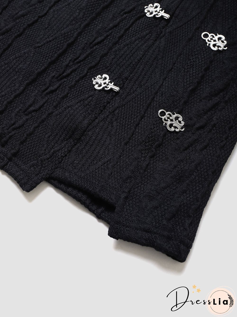 Metal Decor Asymmetrical Hem Knit Mini Skirt