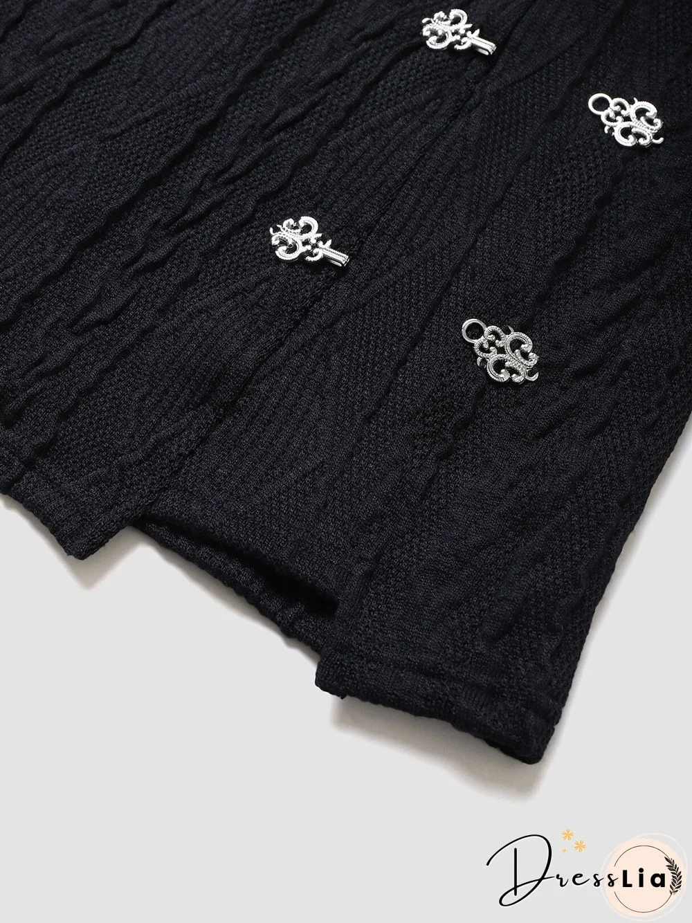 Metal Decor Asymmetrical Hem Knit Mini Skirt