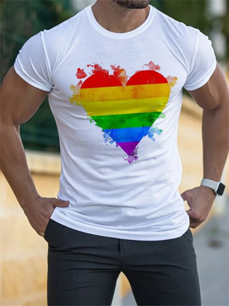 Rainbow love Crew Neck Short Sleeve T Shirt
