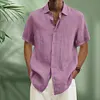 Gioiacombo&trade; Camicia da uomo manica corta in cotone e lino estate 2023