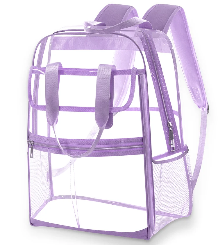 SANMADROLA Clear Backpack- Large Capacity Waterproof bookbag for School Work Travel,Purple