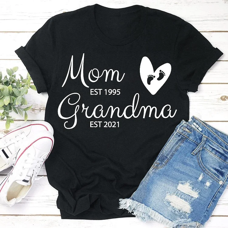 Custom Mom Est Grandma Est T-shirt Tee -03120-Annaletters