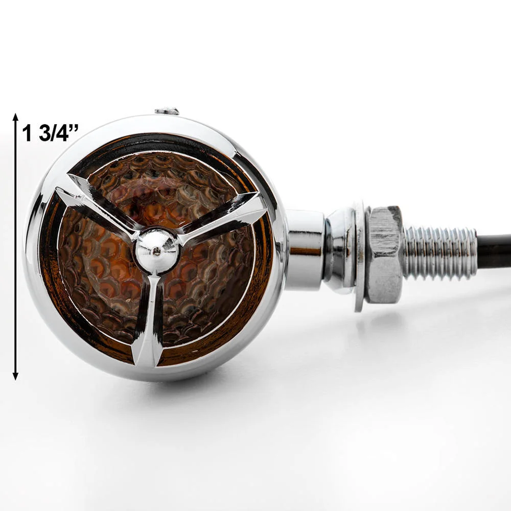 2pc Chrome Heavy Duty Motorcycle Turn Signals Warplane Propeller Engine Blinkers