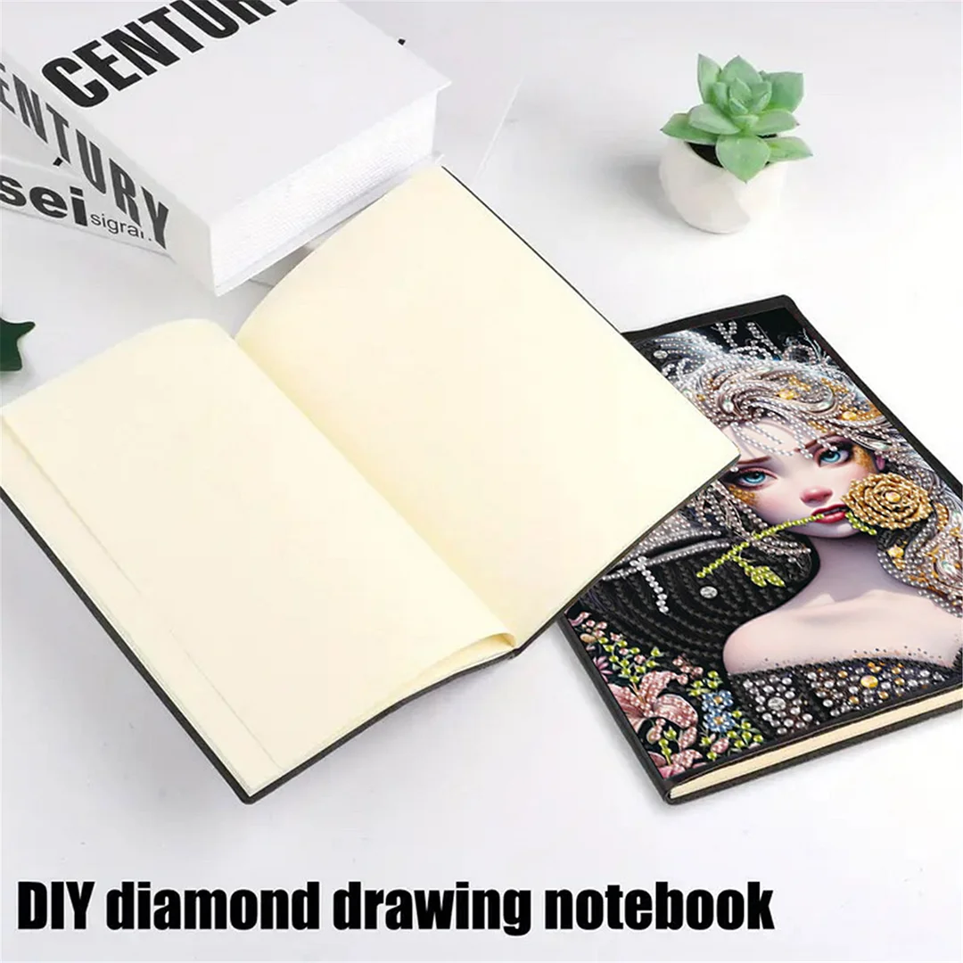 2pcs Girl Partial DIY 50 Pages A5 Diamond Painting Notebook for Study Drawing