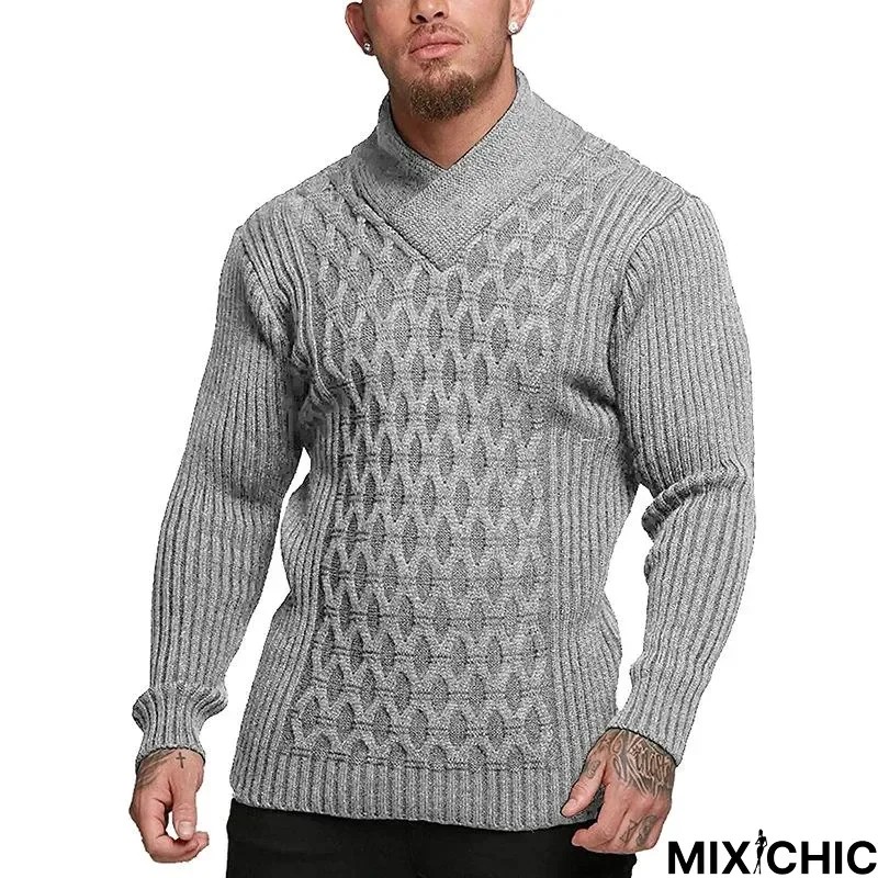 Men's Solid Color Long Sleeve Sweater