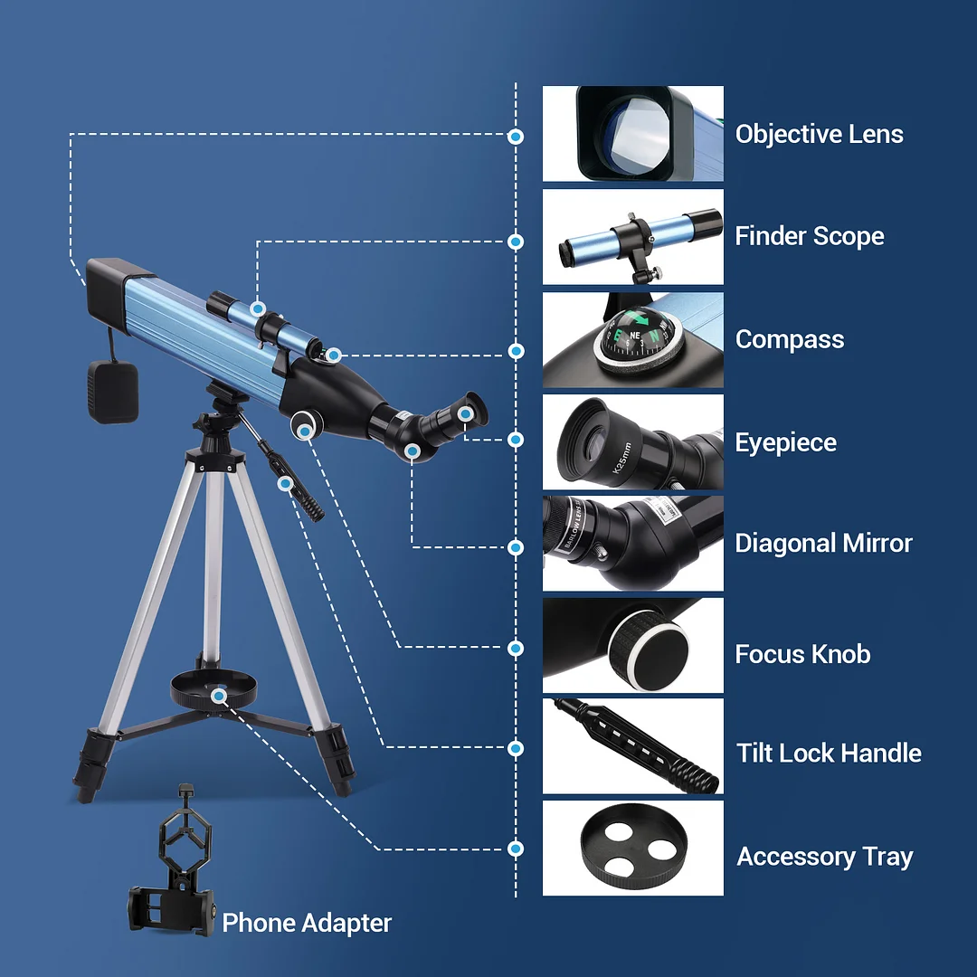 20X-167X HD Refractor Telescope for Adults Kids High Powered, with Finderscope and Tripod, 60mm Aperture Telescope for Viewing Stars