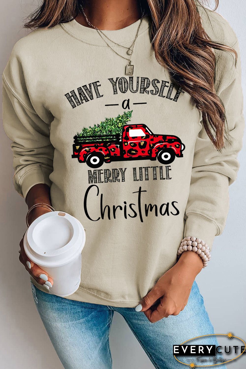 Khaki Have Yourself a Merry Little Christmas Sweatshirt