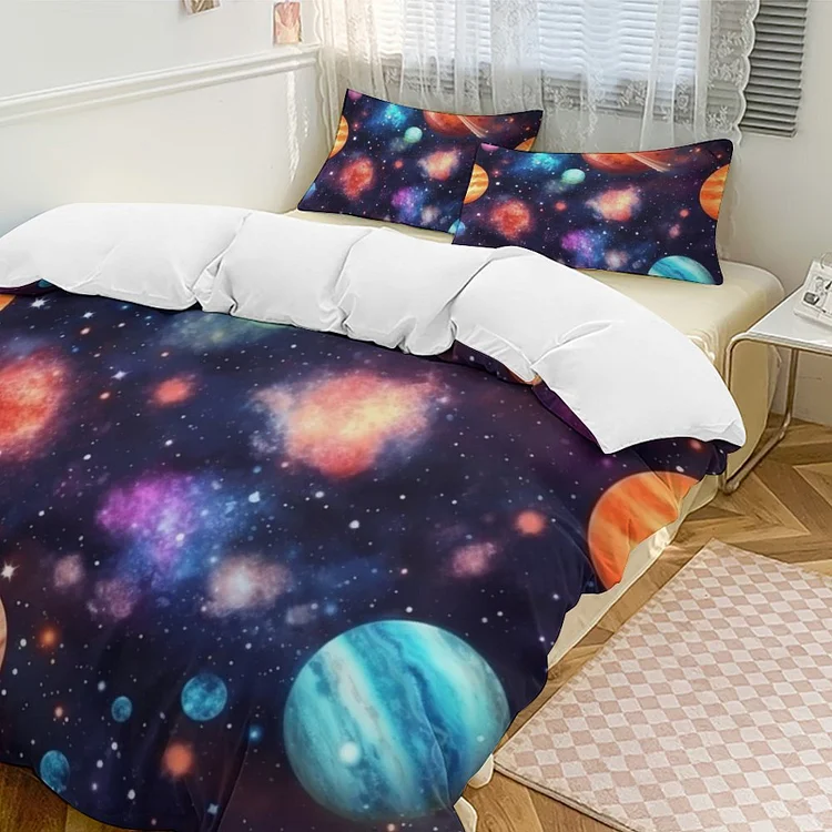 3-Piece Bedding Set (1 Duvet Cover + 2 Pillow Shams) Galaxy Pattern  customized, personalized, gift