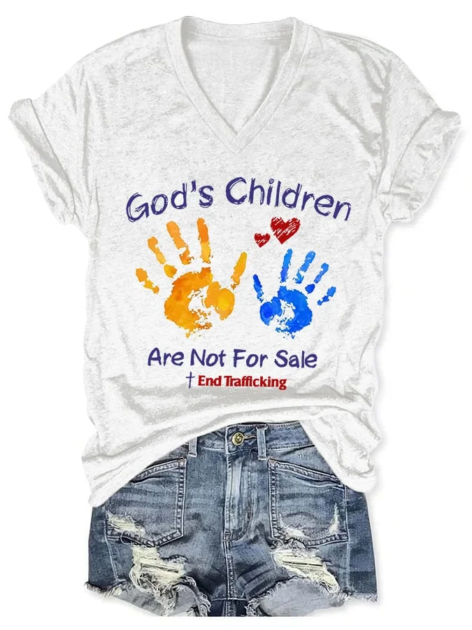 Women's Casual God'S Children Are Not For Sale Printed Short Sleeve T-Shirt socialshop
