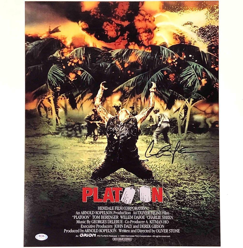 Charlie Sheen autograph Platoon signed 16x20 movie poster Photo Poster painting PSA/DNA COA