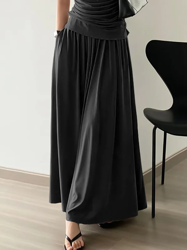 High Waisted Loose Solid Color Long Skirts Skirts Bottoms
