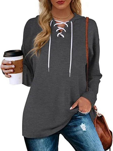 Women's V-neck Long Sleeved Sweatshirt Top