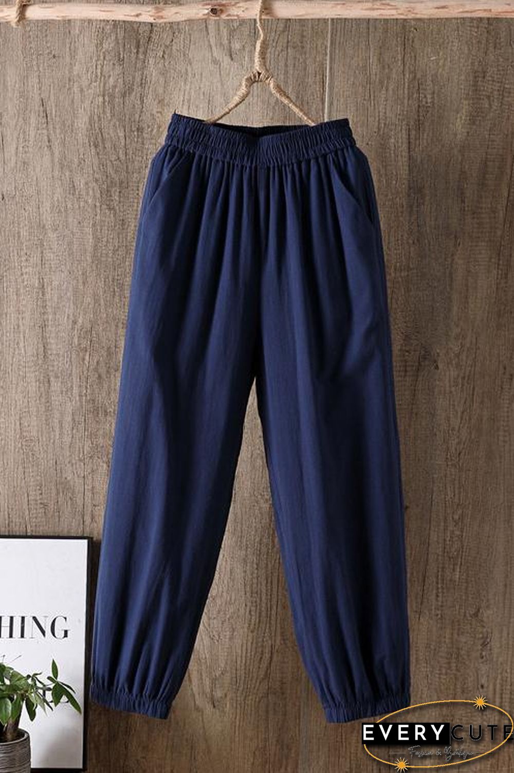 Solid Linen Pockets Jogger