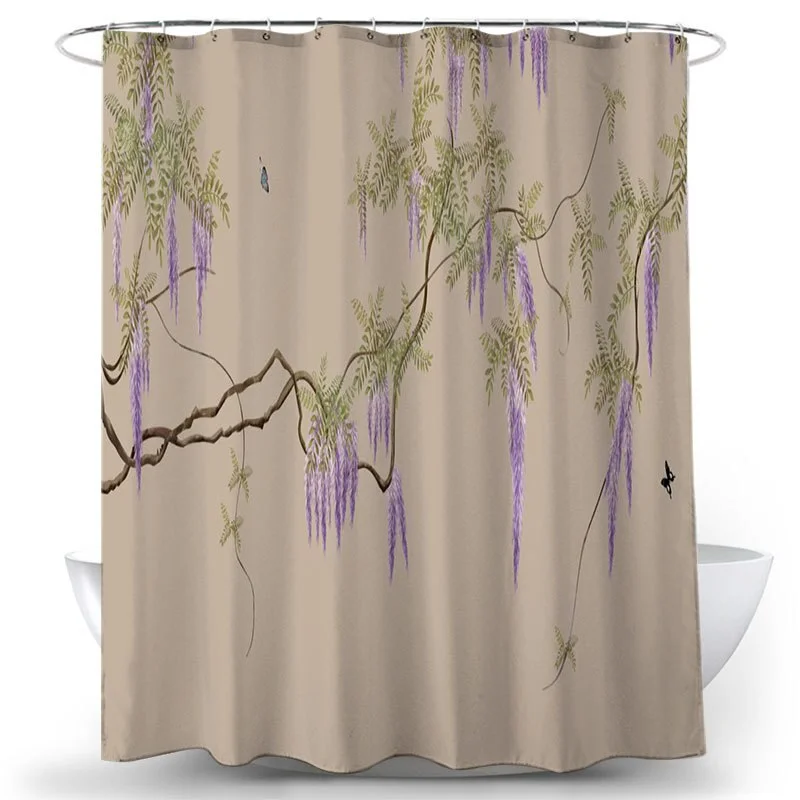 Flower Bird Shower Curtains Waterproof Bathroom Decor 3D Printed Fabric with Hooks Decoration Shower Curtain